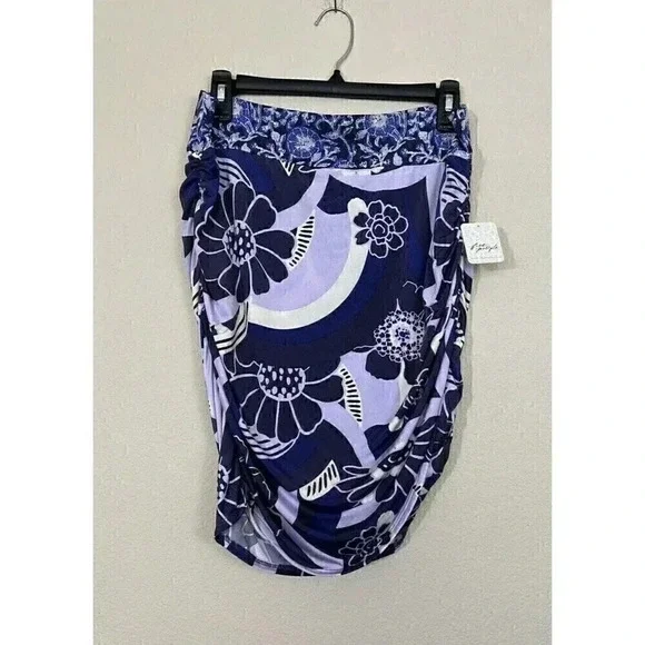 Free People She's Something Else Printed Mini Skirt Womens Size L Pruple FLoral - Picture 2 of 14
